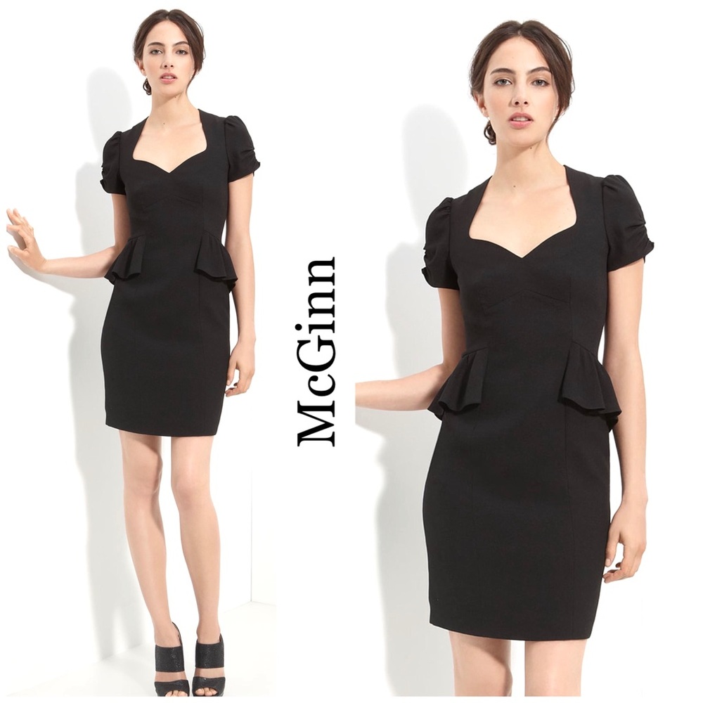 McGinn Black Peplum‎ Waist Cocktail Dress LBD